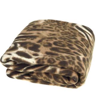 Deka 150x200 Leopard tmavá (Měkká přikrývka příjemná na dotek)