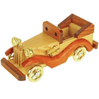 Dřevěný model auta cabrio 15cm (Dřevěná dekorace auto - délka 15cm, materiál dřevo)