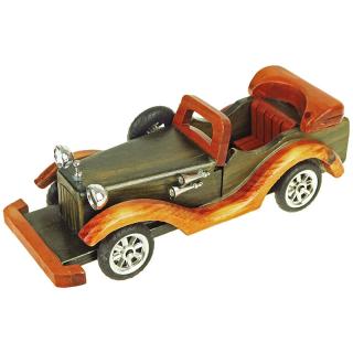 Dřevěný model auta cabriolet 24cm (Dřevěné auto - délka 24 cm, materiály: dřevo a plast)