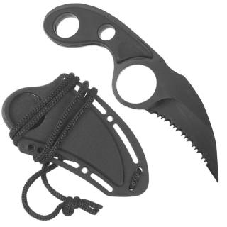 Karambit na krk Tactical s pouzdrem černý (Taktický malý karambit s pilkou)