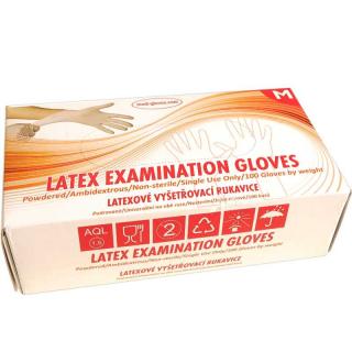 Latexové rukavice pudrované LATEX 1pár (Ochranné rukavice s pudrem 2ks MediGloves)