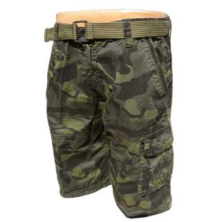 pánské maskáčové kraťasy LOSHAN army green (pánské kraťasy s plátěným páskem z army shopu nitra tifantex)