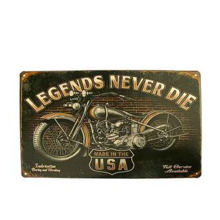 Plechová retro tabule LEGENDS NEVER DIE 30x20cm (Kovová cedule Legendy neumírají)