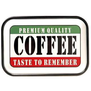 Plechová retro tabule tácek Coffee Premium Quality (dekorace nebo podnos o rozměrech 30 x 20 cm)