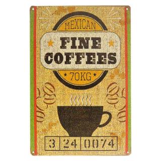 Plechová tabule Fine Coffees Mexican (reklamní tabule na sladkou mexickou kávu - 20x30 cm)