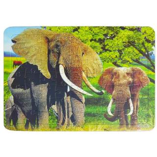 Puzzle Slon 37x26 cm 63 ks (africké Safari puzzle z kartonu pro děti od 3 let)