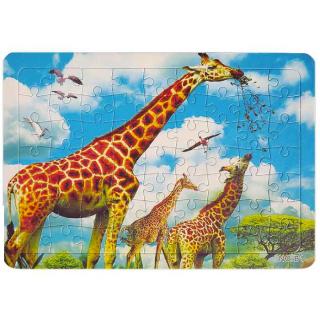 Puzzle Žirafa 37x26 cm 63 ks (africké Safari puzzle z kartonu pro děti od 3 let)