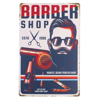 Retro cedule Barber Shop 20x30cm (Kovová dekorace retro)