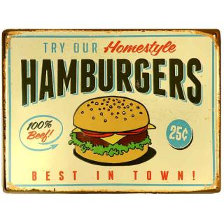 Retro plechová tabule Hamburgers (Reklamní tabule 20x30 cm)