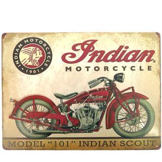 Retro Tabula plechová Motorka Indian Model 101 40x30cm (Retro plechové cedule)