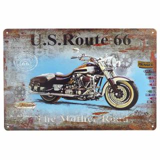 Retro tabule U.S.Route 66 Motorbike 30x20cm (Plechová cedule - rozměry: 30x20cm, materiál: plech)