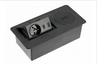 Výklopná zásuvka AVARO PLUS (USB, idukce) černá