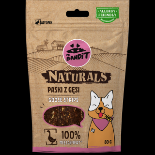 Mr.Bandit Naturals husí strips 80 g - 100 % přírodní pamlsek