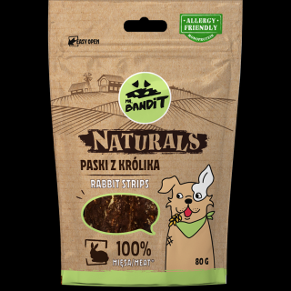 Mr.Bandit Naturals králičí strips 80 g - 100 % přírodní pamlsek z králičího  masa