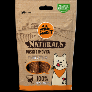 Mr.Bandit Naturals krůtí strips 80 g - 100 % přírodní pamlsek - jemné a křupavé proužky z krůtího masa