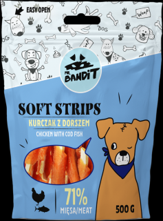 Mr.Bandit SOFT STRIPS kuře a treska 500 g - 50% sleva, po expiraci 07/2023