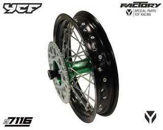 Kompletní zadní zesílené kolo 1.85x12 ,CNC náboj, pevnostní hliníkový ráfek 7116 pitbike YCF Barva: Zelená