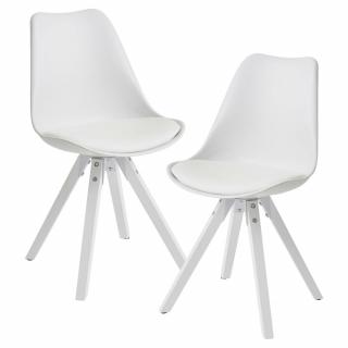 2x bílá jídelní židle snydno omyvatelná koženka, skandinávský styl