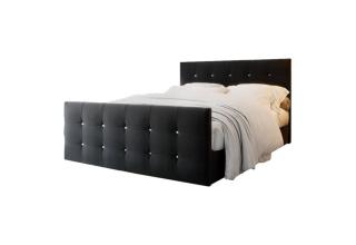 Černá postel boxspring 160x200 látkové čalounění, včetně matrace