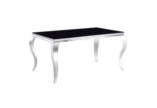 Designový jídelní stůl v zámeckém retro stylu chrom / černá, skleněná deska, 150x90 cm