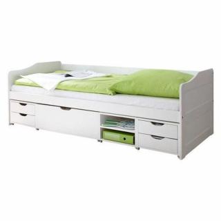 Dětská postel 90x200 s bočním čelem a velkými úložnými prostory (šuplíky)