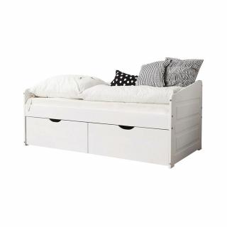 Dětská postel se 2 šuplíky 80x160 cm bílá masivní dřevo vyvýšená