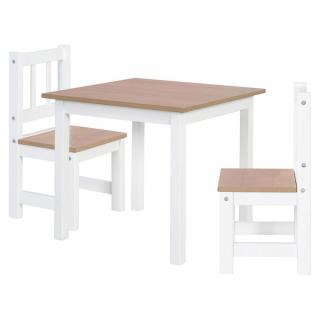 Dětský nábytek - set stolku a 2 židliček do pokojíčku, hnědá / bílá