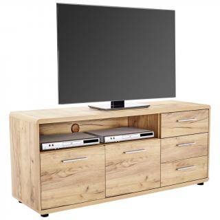 Dřevěná skříňka na televizi a elektroniku, úložný prostor, dub kraft, 38x150x60 cm