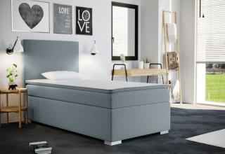 Jednolůžko boxspring komplet s matrací a topperem, úložný prostor, 70x200 cm