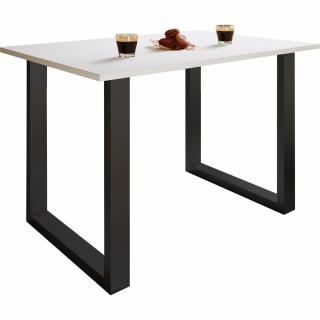 Jídelní stůl malý dřevěný s kovovou podnoží bílá / černá 140x80 cm