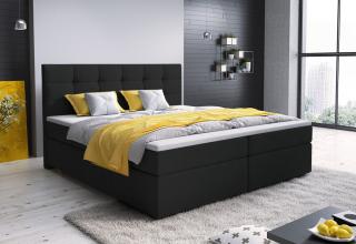 Manželská čalouněná postel boxspring černá komplet s matrací 160x200