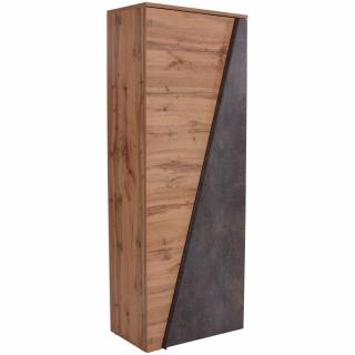 Moderní botník skříň s policemi dub wotan / tmavý beton, 70x196x35 cm