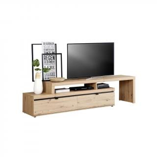 Moderní obýváková skříňka s nástavcem na televizi / audio / hifi, dekor dřevo- dub, 50x229,7x58 cm