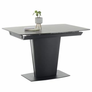 Moderní rozkládací jídelní stůl se středovým stojanem, antracitový, 120-160 cm