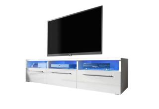 Moderní skříňka na TV 150 cm bílá lesklá / bílá, police na audio