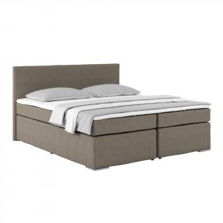 Moderní vysoká postel boxspring komplet s matrací, čalouněné čelo, 180x200 cm, jílová