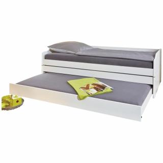 Postel jednolůžko 90x200 cm s možností rozložení na 3 postele, bílá