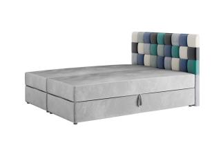 Postel s matrací 180x200 cm boxspring šedá / modrá