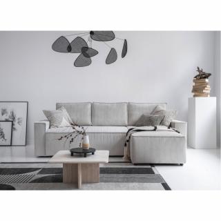 Sedací souprava do L v pravoúhlém designu, manšestrová látka, béžová, 250 cm