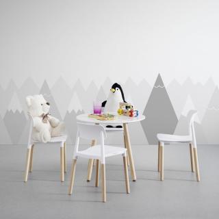 Set dětského nábytku do pokojíčku kulatý stolek + 4 židle, bílý
