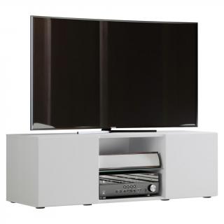 Skříňka pod tv s poličkou na audio / hifi přehrávače, bílá, 36x115x40 cm