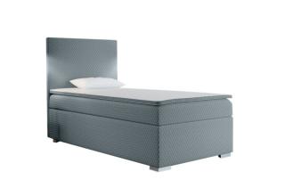 Vysoká postel 90x200 cm s čelem boxspring bledě modrá vč. matrace a topperu