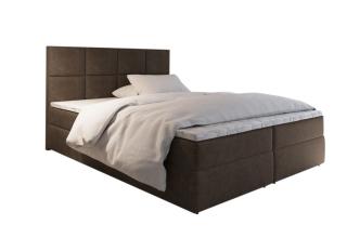 Vyvýšená postel 180x200 kompletní s matrací boxspring, tmavě hnědé čalounění