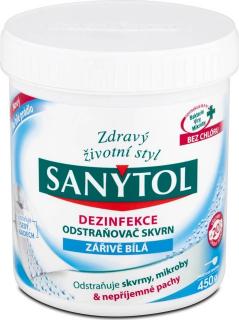 Sanytol dezinfekční odstraňovač skvrn WHITE 450g  + vzorek zdarma