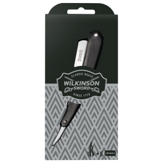 Wilkinson Sword CLASSIC 5s Blades Vintage + Cut Throat břitva + 5ks žiletek