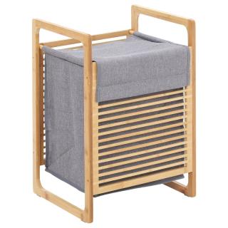 Koš na prádlo s omyvatelnou taškou, bambus / polyester, 40 x 35 x 60,5 cm