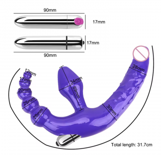 Trojitý penis připínací vibrační