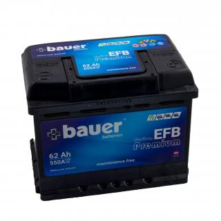 Autobaterie BAUER Carbon EFB 62Ah 12V 550A