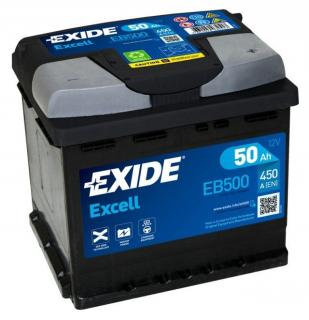 Exide excell  50AH, 450A, 12V, EB500