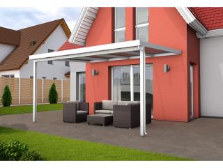 Gutta Terrassendach Premium - čirý polykarbonát s bílými pruhy / antracitová konstrukce pergola Varianta: 7,12 x 3,06 m
